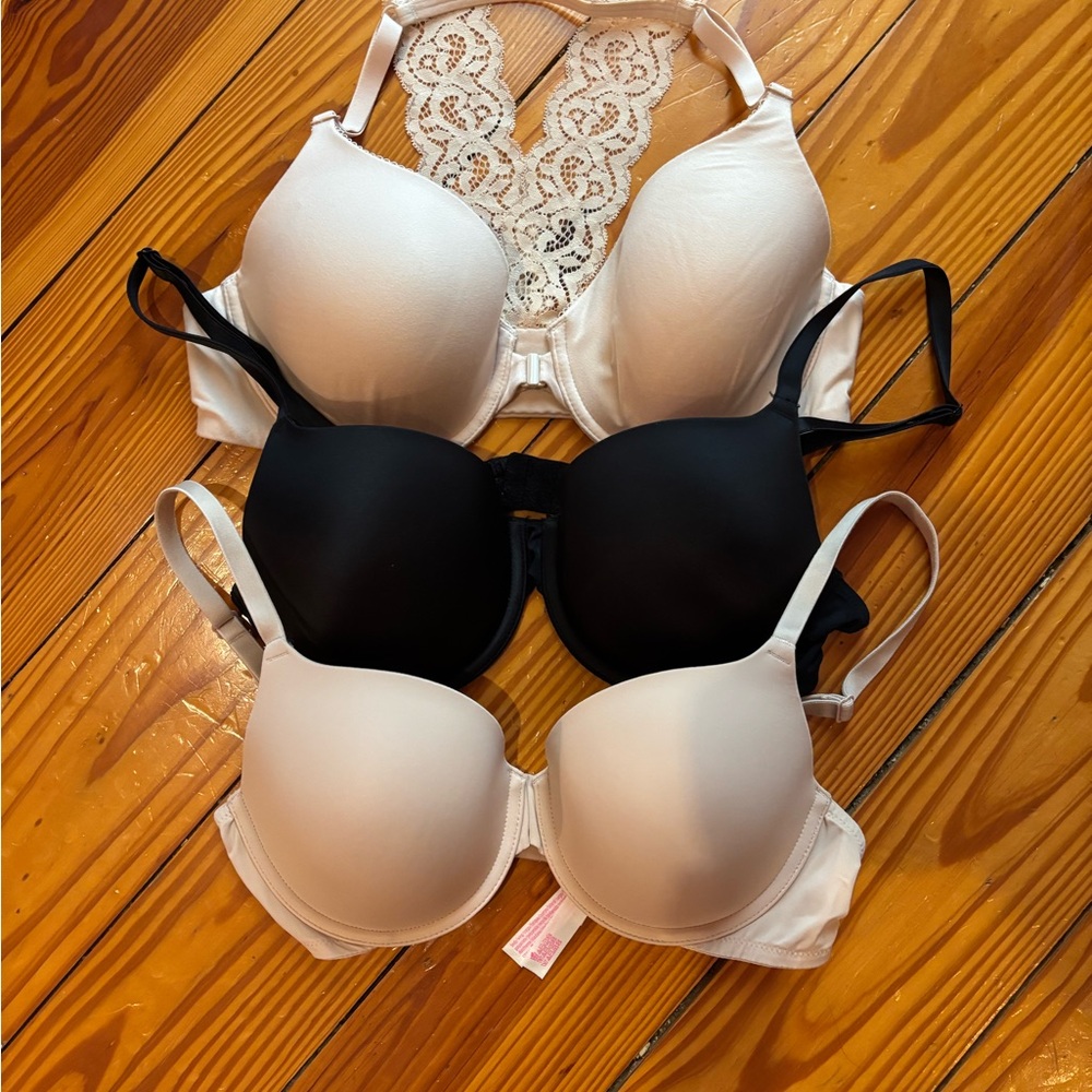 Victoria's Secret/PINK 36C Bras. 2 Tan/Neutral and 1 Black